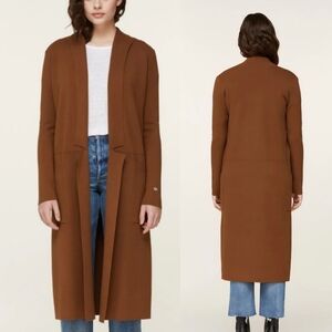 Soia & Kyo maxi cardigan Annabella  Duster Brown Open Front Knit Longlines XS-S